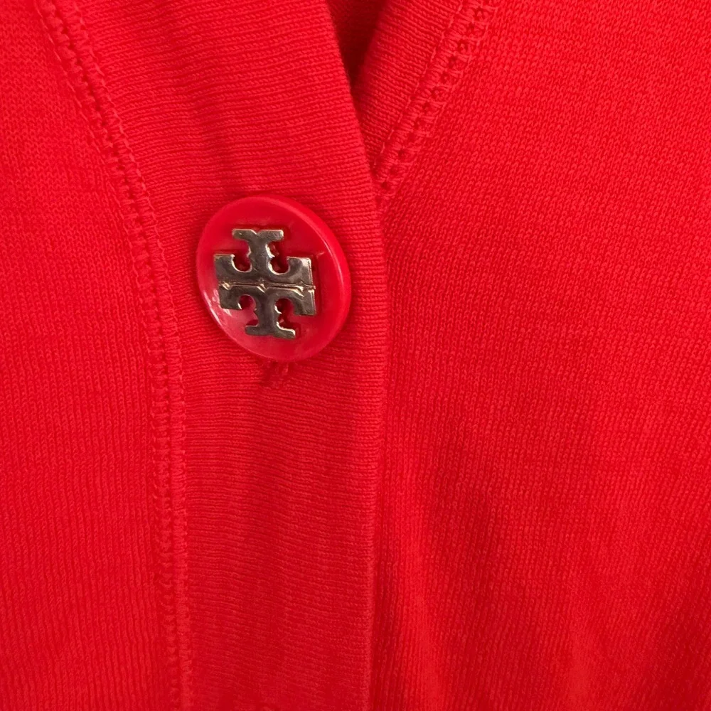 Tory Burch Simone cardigan XL orange red designer classic preppy cotton casual